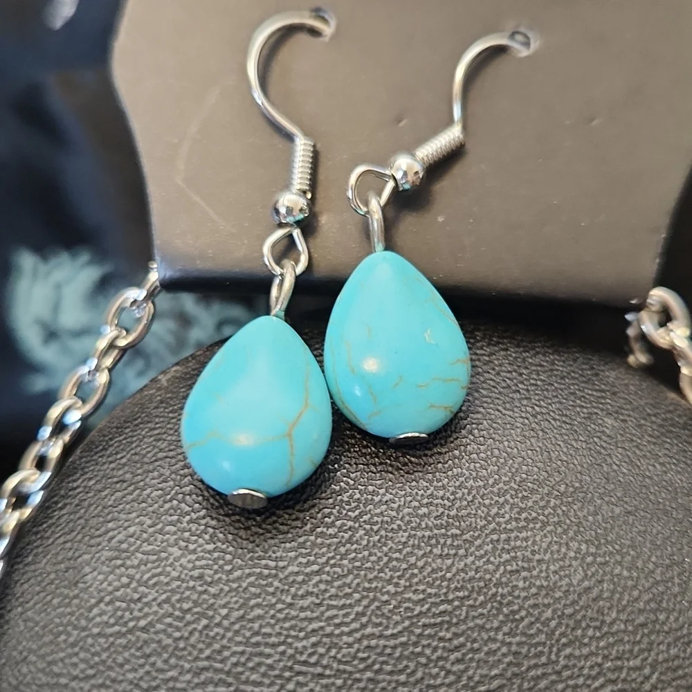 Long Southwestern Silvertone Necklace set